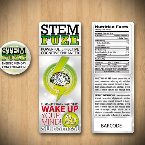 Create the next product label for StemFuze Design por CMethod