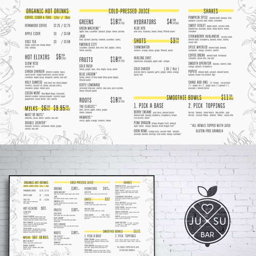 Jusu Bar Menu Design by Niko designs ✅