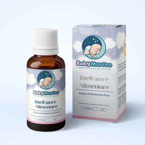 Baby Morfeo -Melatonina per Bambini -  Melatonin Supplement for kids Box and label design Design by Castelo