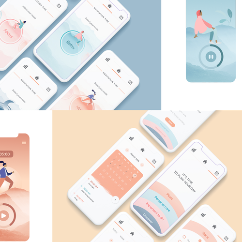 Interface Designs for Timer/Meditation app Design by Beatriz Muriel