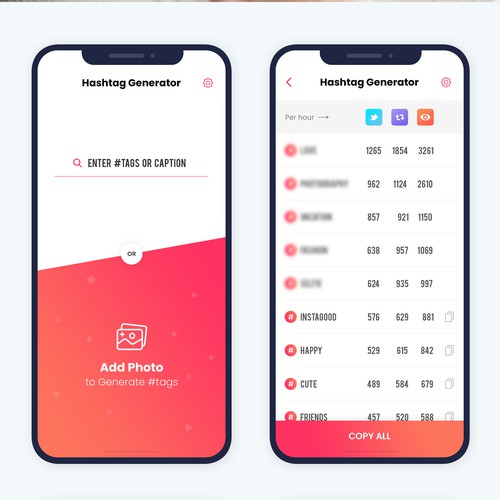 Design a beautiful, professional UI for a Hashtag Generator app Design by Andy Miller