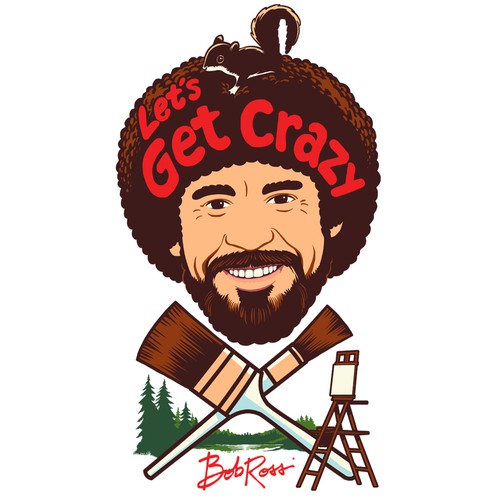 Bob Ross Beret - Lets Get Crazy Sticker