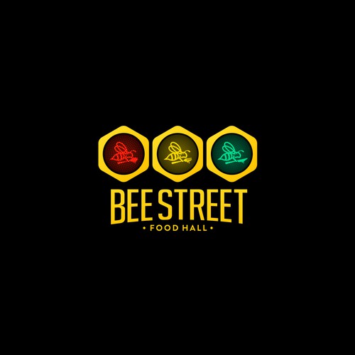 BeeStreet - a ghost kitchen Food Hall logo! Design by KLBRS