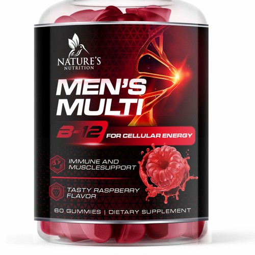 Designs | Men's Multivitamin Gummies label design needed for Nature's ...