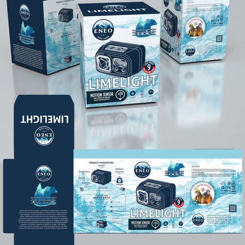 Design the packaging a outdoor headlamp where proceeds are donated to save american wildlife Design by Windmill Designer™