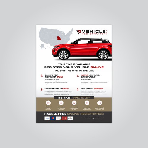 One-Page Flyer for VehicleRegistration.com Design by dazecreative