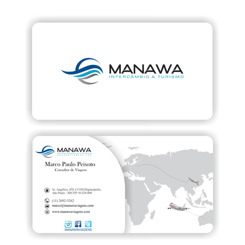 Please create a great Business Card design for travel agency Manawa! Design by Parth Soni