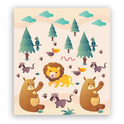 Illustration of kids playmat with animals Design by iyan sofyan