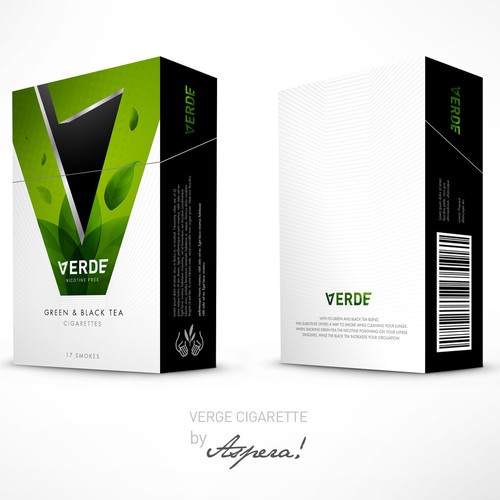 Verde Green Tea Cigarette Box Design Design by Aspera Design