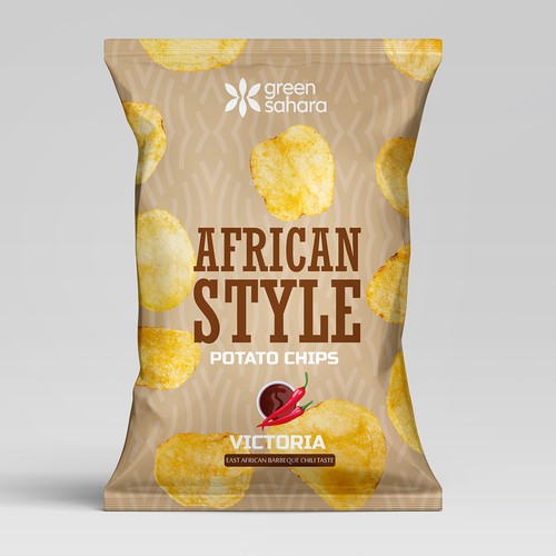 Design African style potato chips packaging Design by Noha.Akkad