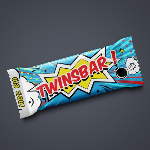 TWINSBAR energy bar packaging  in POP  ART  B   M 