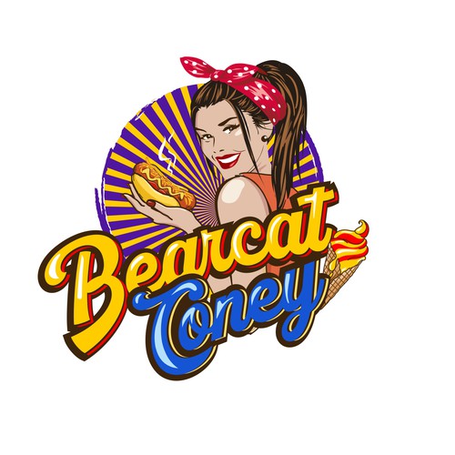 G-Rated Cartoon PinUp Girl girl logo for Retro Coney Hotdog restaurant Design by nindadian