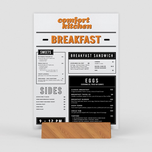 Design a cool new menu for a breakfast & lunch spot in Upstate NY Design by Along99