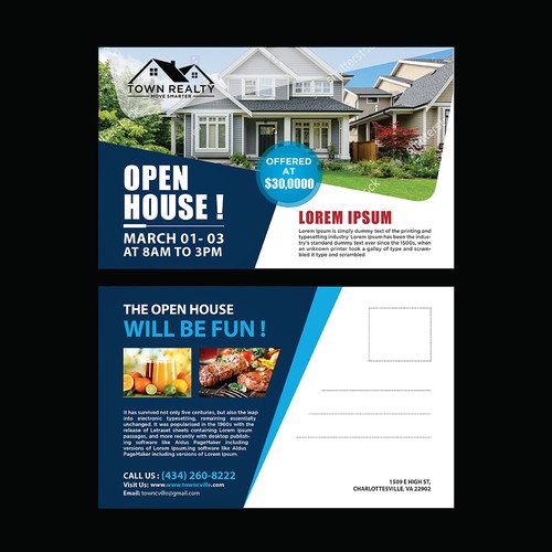 Open House Flyer - Champaign and Snacks! Design by Brainovative