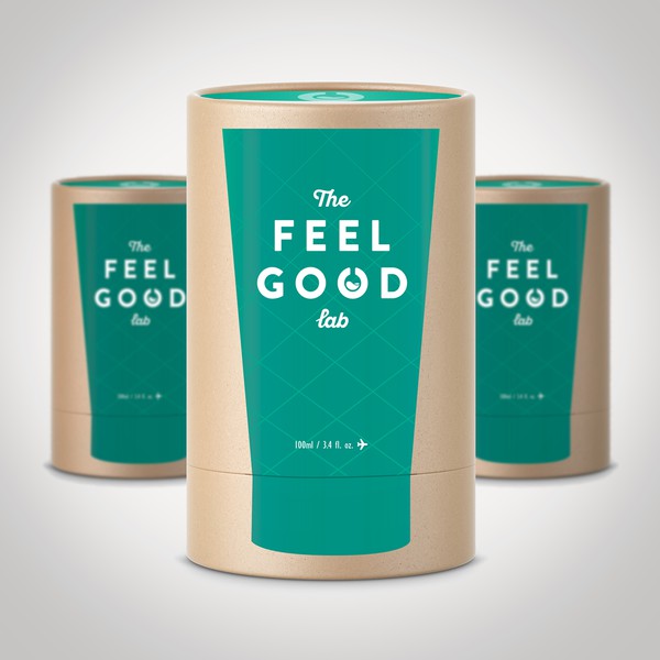 Design by WANSKA Creative Lab titled "The Feel Good Lab packaging"