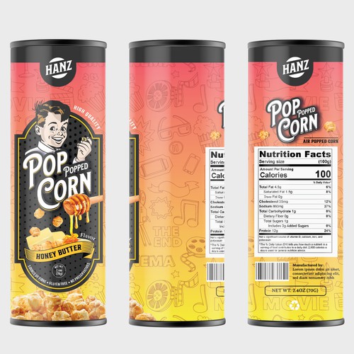 Premium Quality Popped Pop Corn Packaging Design by Davi Giolo ★