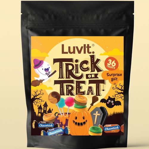 Design a cute Halloween Special Edition Kids Pack for a confectionary brand Design by Holiday26