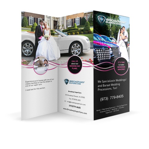 Cutting Edge Leaflet to promote Exotic Cars for Weddings Réalisé par Need it Designed