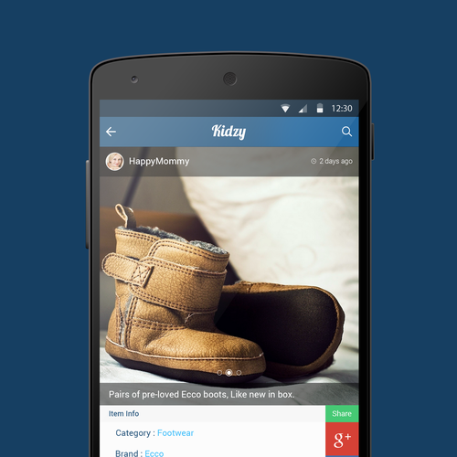 Mobile App Kidzy 2 simple screens + Logo. Design by Makak._.Studios