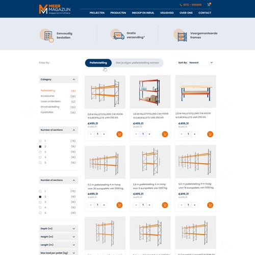 コンペ「Creative website templates for a leading pallet racks company_ Meermagazijn」のデザイン by MercClassさん 