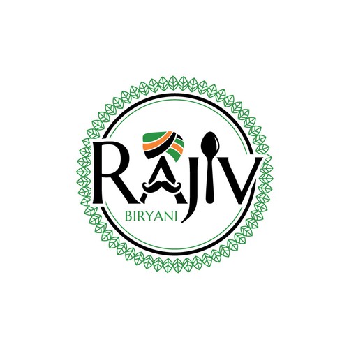 Indian Food Cloud Kitchen Logo Design, Rajiv Biryani Design by THE DESIGNSTER