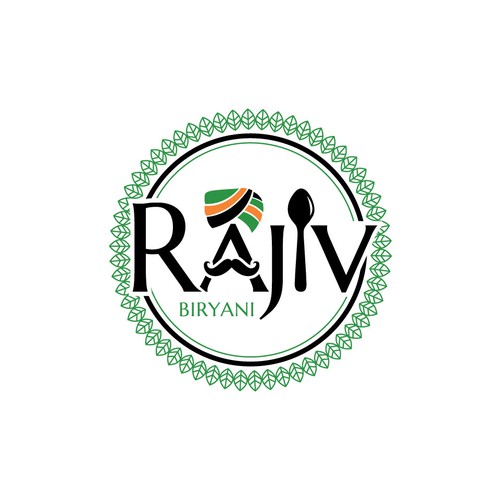 Indian Food Cloud Kitchen Logo Design, Rajiv Biryani Réalisé par Monk Brand Design