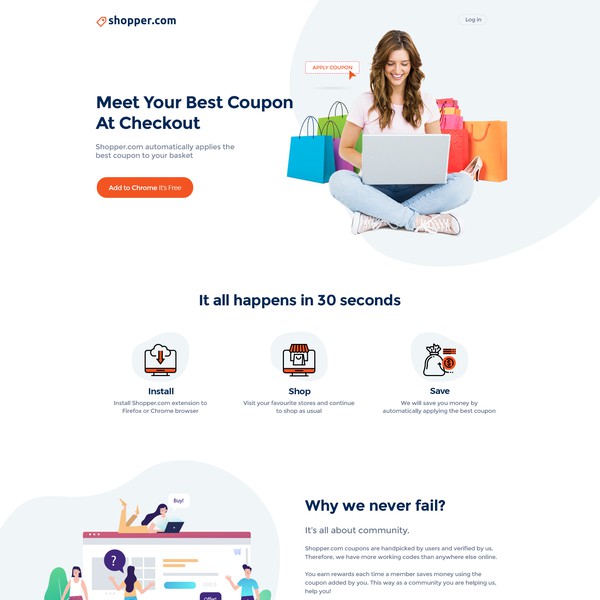Landing page design for Shopper.com