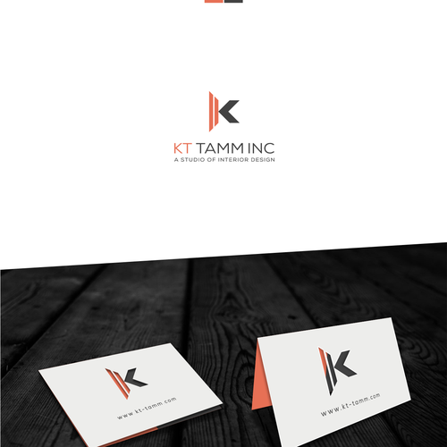 Create a design that highlights my initials "KT" as well as incorporate my business name "KT TAMM,IN Design by Redbot