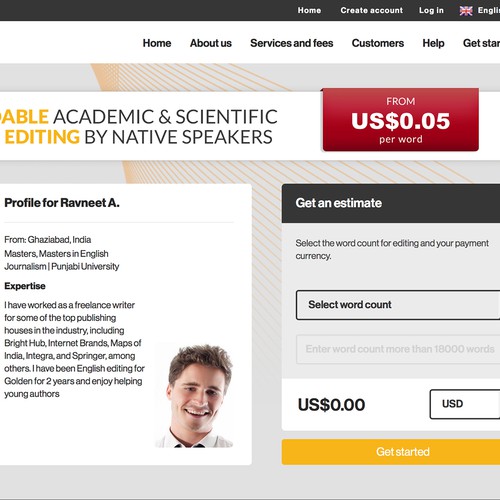 Golden English Editing Homepage Banner Banner Ad Contest 99designs
