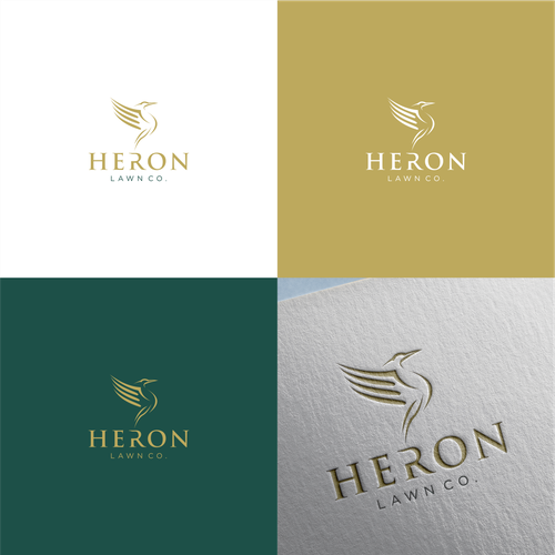 Modern Lawn Care Business with Heron Design by may_moon