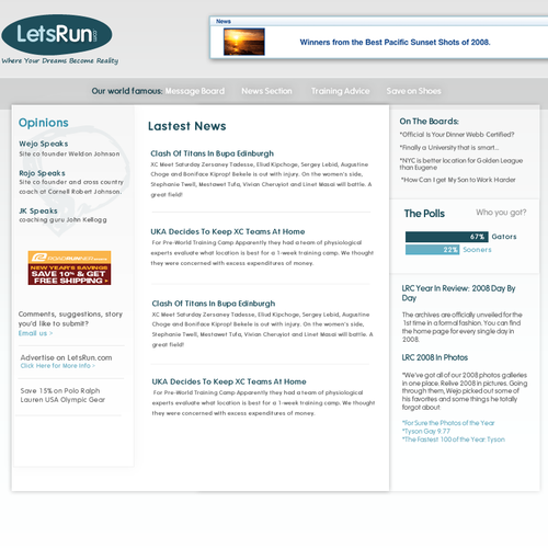 LetsRun.com Homepage Re-Design/Cleanup Diseño de Notauser