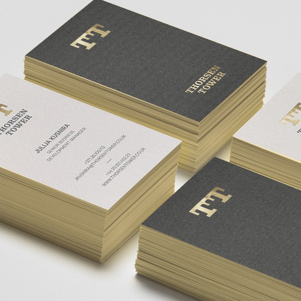 Business cards + golden foil