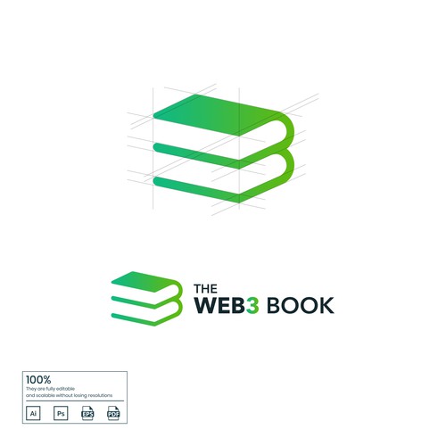 Logo for an eBook/course: "The Web3 Book" Design by WebSky☁️