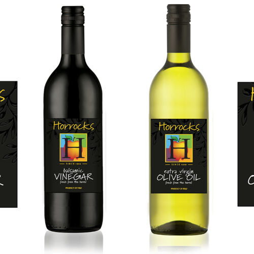 Olive Oil & Balsamic Vinegar label for Horrocks Farm Market Design by TokyoBrandHouse_