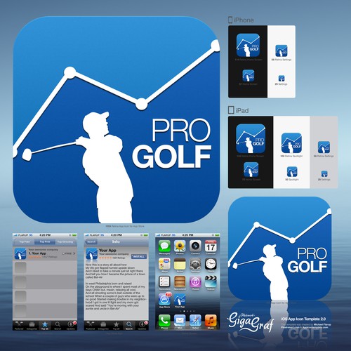  iOS application icon for pro golf stats app Design por komorebi