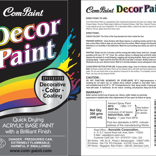 Product Label Design for AEROSOL SPRAY PAINT CAN Design by Exocast33