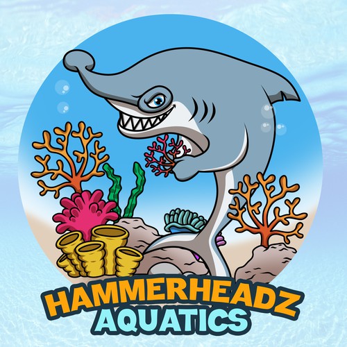 Hammerhead Shark Logo for Custom Salt Water Aquariums and Ocean Coral Farm Company Diseño de zxxz