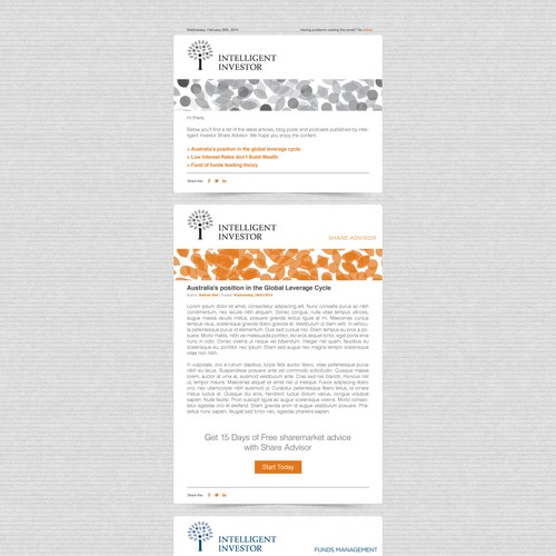 Create a weekly email newsletter template for Intelligent Investor Design von Someguys