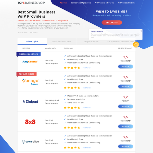 Top5Business Voip Landing page.