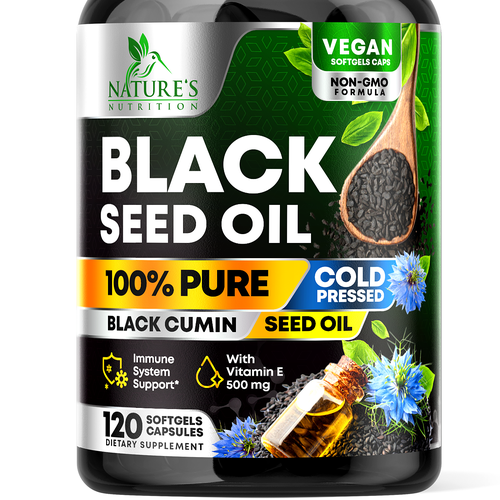 Natural Black Seed Oil Design Needed for Nature's Nutrition Design by rembrandtjurin