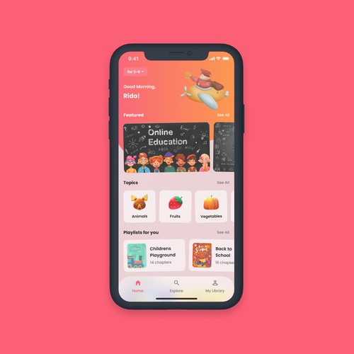 Clear and colorful app meant to engage young children Design by ridoariherawan