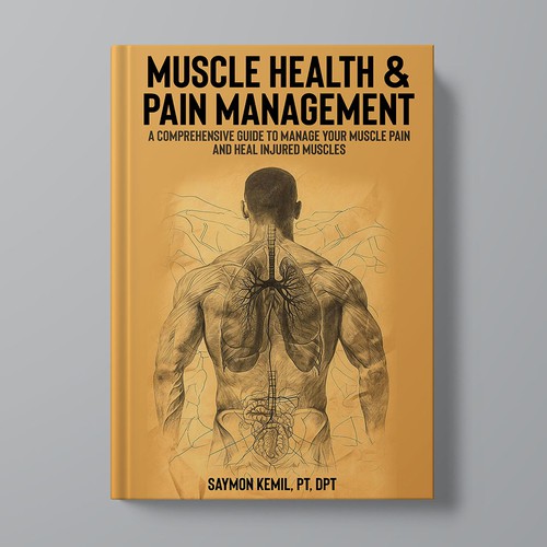 Book cover with a drawing images of the human anatomy combining muscles and bone structure. Design by Xnine
