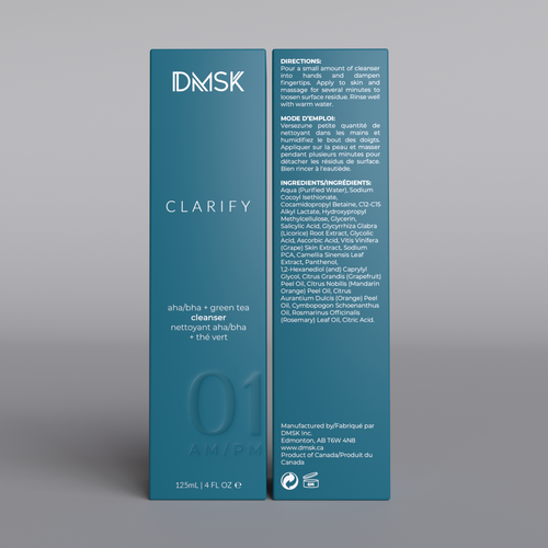 Luxury, high-end product box design for facial cleanser. Design by Tamara.D