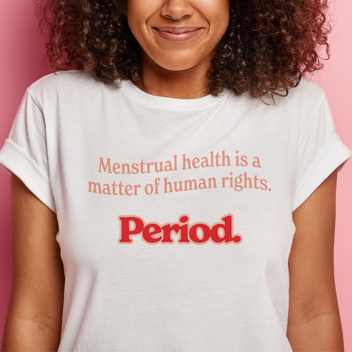 Design a trending GenZ slogan for thousands of menstrual youth activists. Design by CLCreative