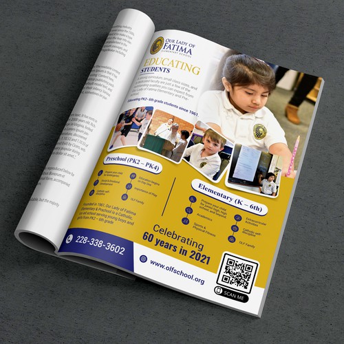 Design a scintillating magazine ad for elementary school Design by idea@Dotcom