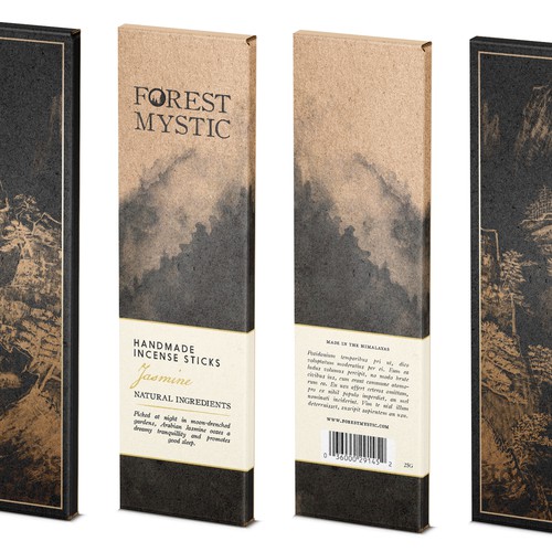 Mystical and elegant packaging for handmade natural incense Design by bcra