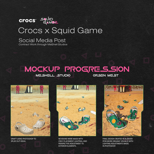 Design by angryorsad titled "Crocs x Squid Game Social Media Post"