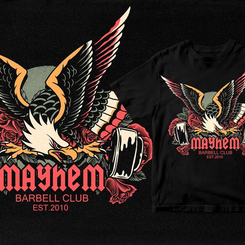 Mayhem Barbell Club Original Eagle T-Shirt: Black – MAYHEM NATION