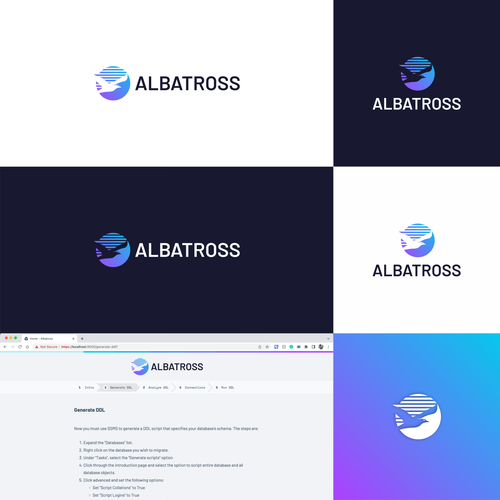 Create a logo for Albatross, a database migration tool. Design by m.alvn™