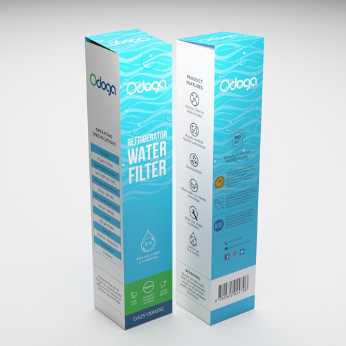 Looking for modern & luxurious redesign of water filter packaging Design by Denian